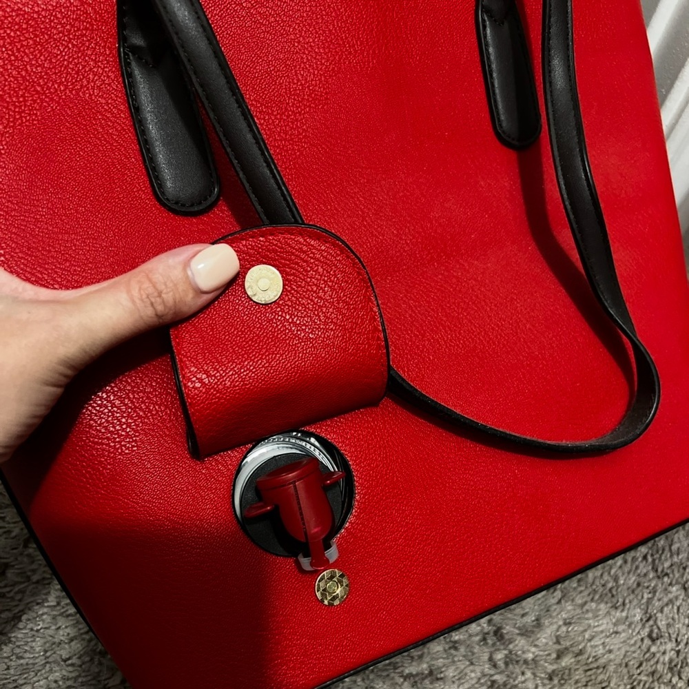 Elegant Red Leather Tote Bag